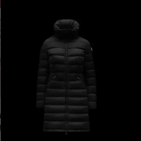 MONCLER WOMENS Flammette Long Down Jacket/Coat - BLACK - XS/00 - Picture 12 of 16